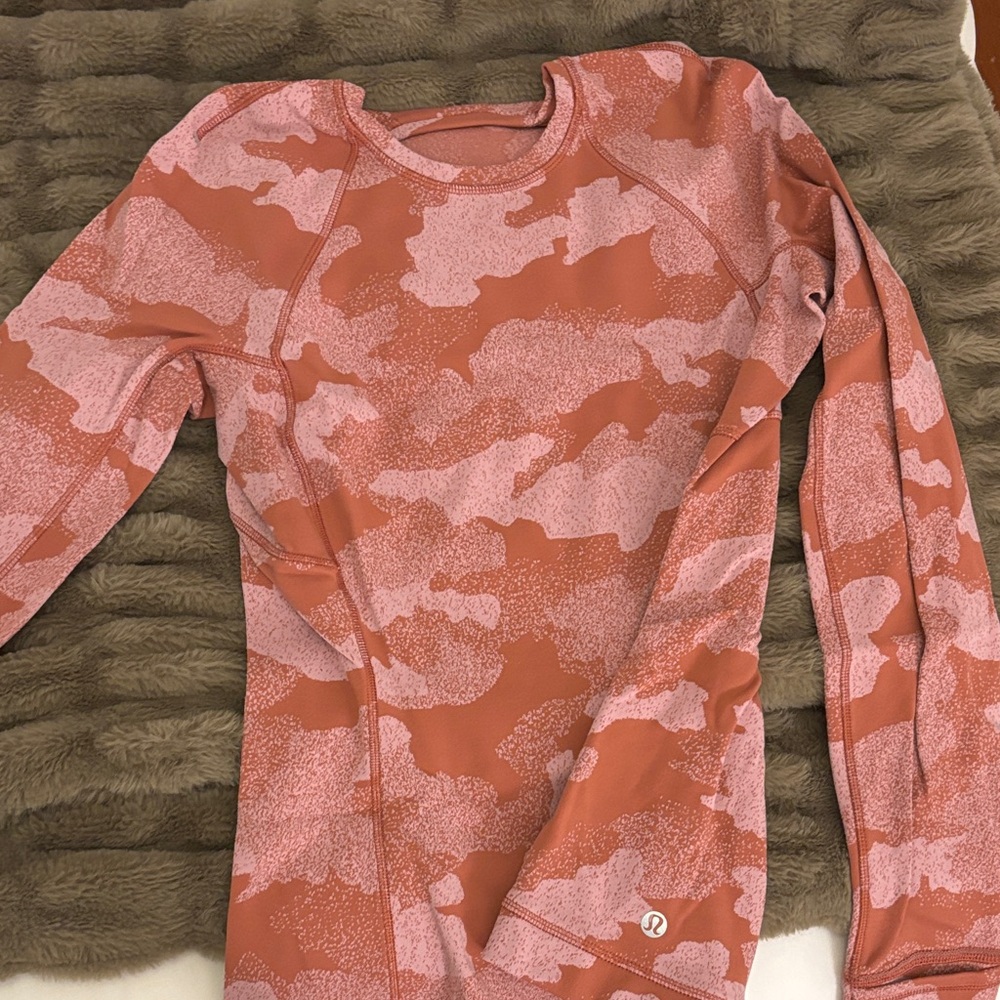 lululemon athletica Pink and Coral Camo Long Sleeve Top